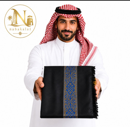 خرید چفیه مشکی عمانی اصل | چفیه عربی لوکس مردانه | بهترین قیمت و کیفیت