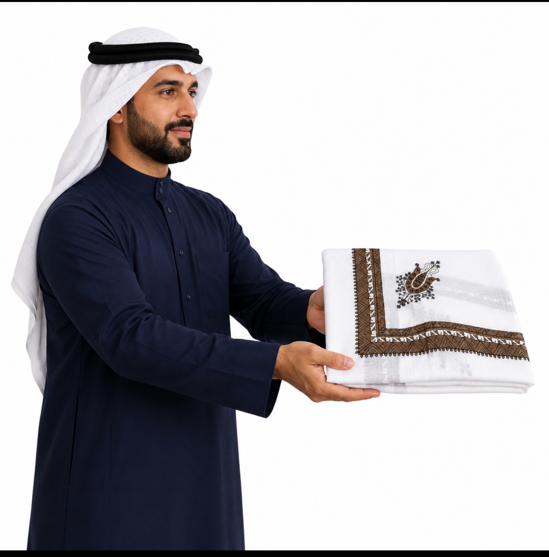 چفیه عمانی گلدوزی شده اصل | شماغ عمانی طرح‌دار مردانه